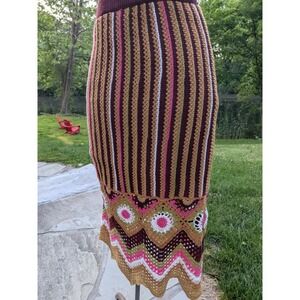 Crochet Maxi Granny Square Boho Skirt XS Festival Cottagecore Fun  Bodycon